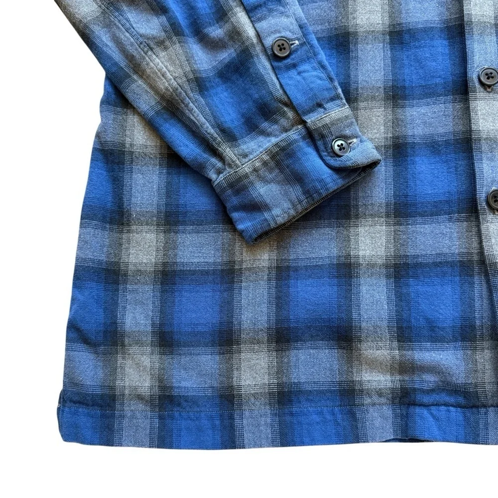 Polo Ralph Lauren HERITAGE SKI CAMP Shirt Men's L Blue Gray Plaid Button Front